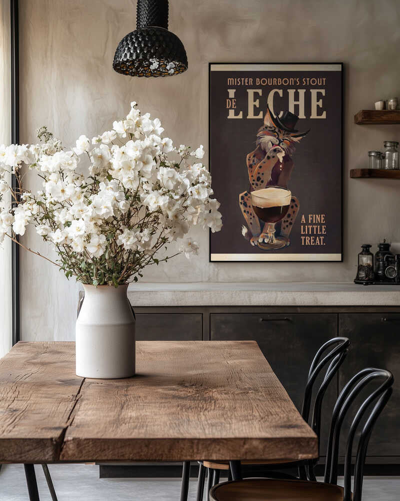 Bourbon De Leche Guinness Style Cat Art Poster