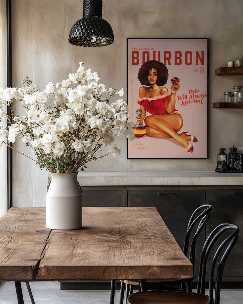 Babes of Bourbon Vol 8 Vintage Pinup Girl With Afro Poster