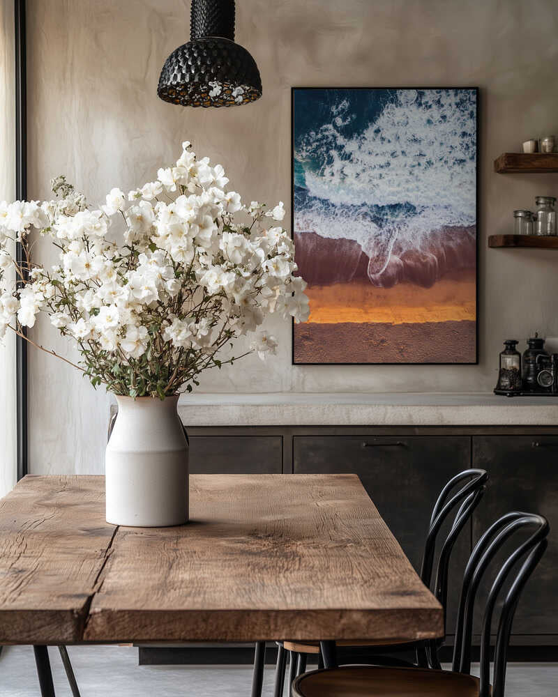 Beachscape With Waves Crashing Poster