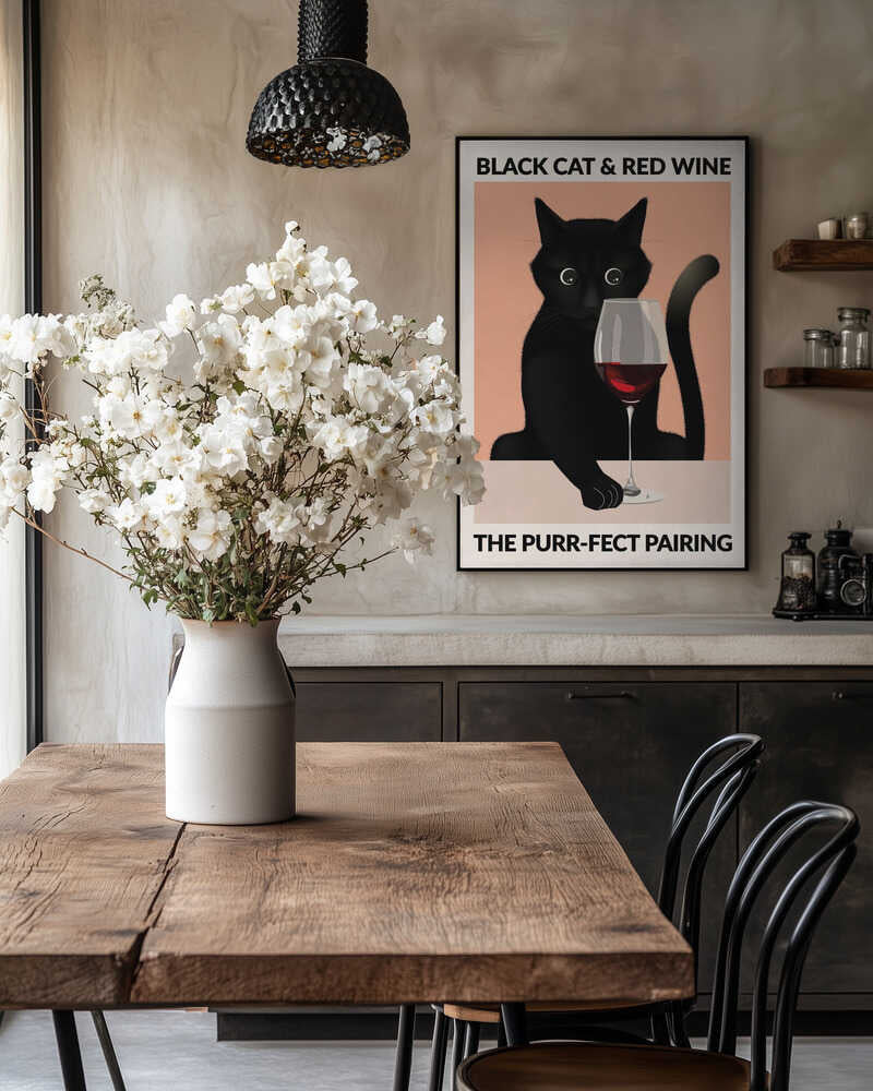 A4 Cat & Wine Purr Fect 01.png Poster