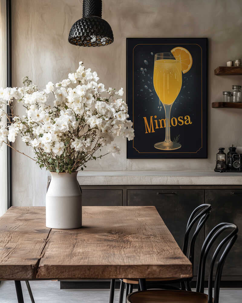 Vibrant Illustration Of A Mimosa Cocktail Poster