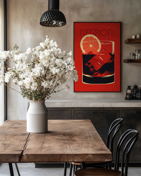 Stylized Negroni Cocktail Poster