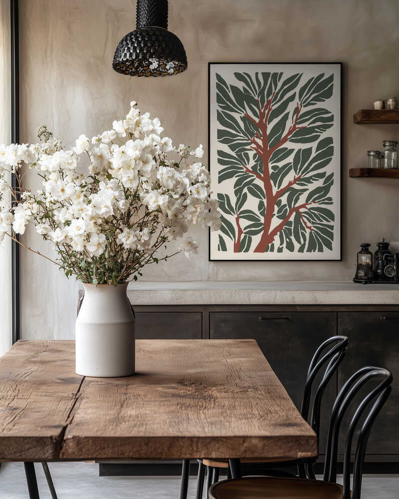 The Tree Branch with Green Leaves Poster