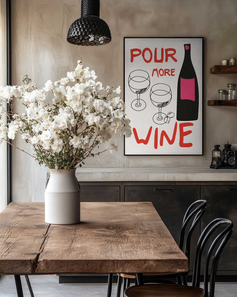A4 Pour More Wine Pink 01.png Poster