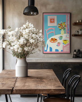 A2 Coffee and Flowers On Table 01.png Poster
