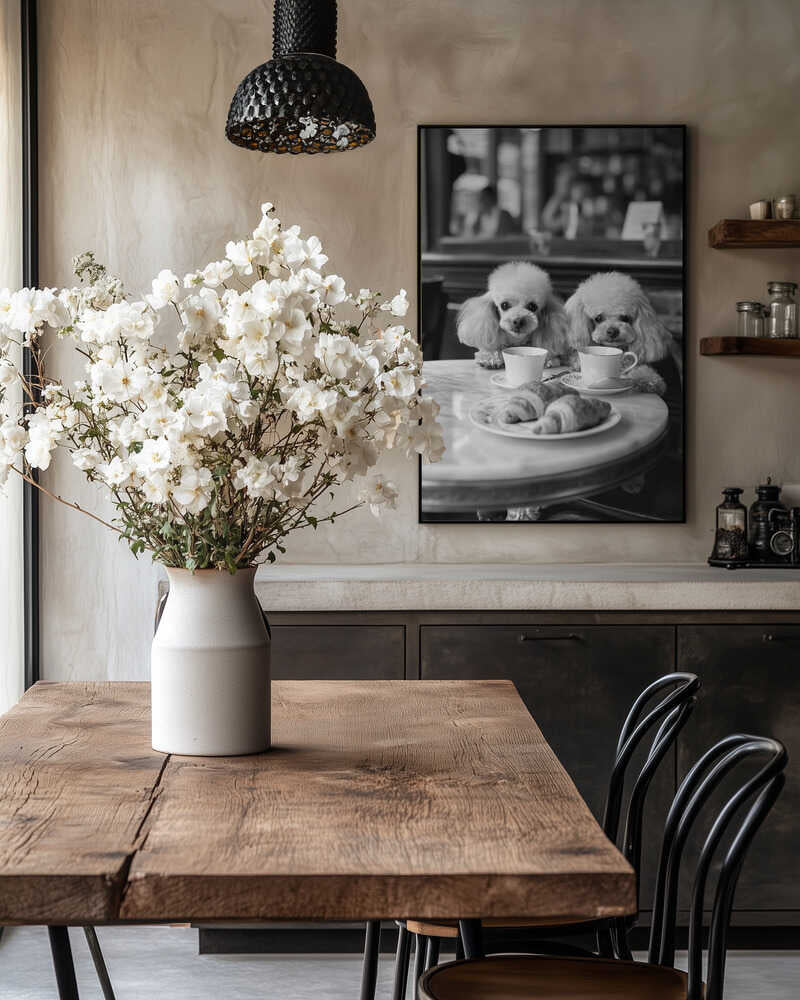 Poodles At the Café Poster