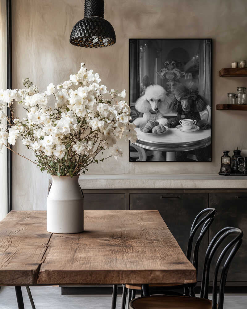 Parisian Poodle Breakfast Poster