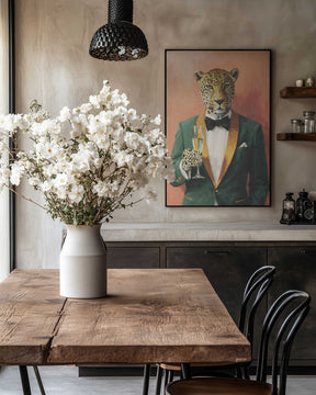 Leopard In Green Tuxedo Poster