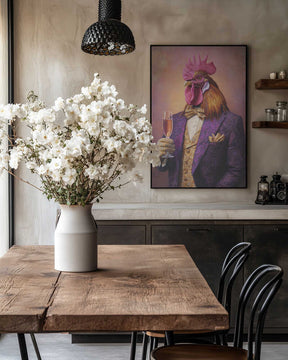 Rooster In a Purple Tuxedo Poster