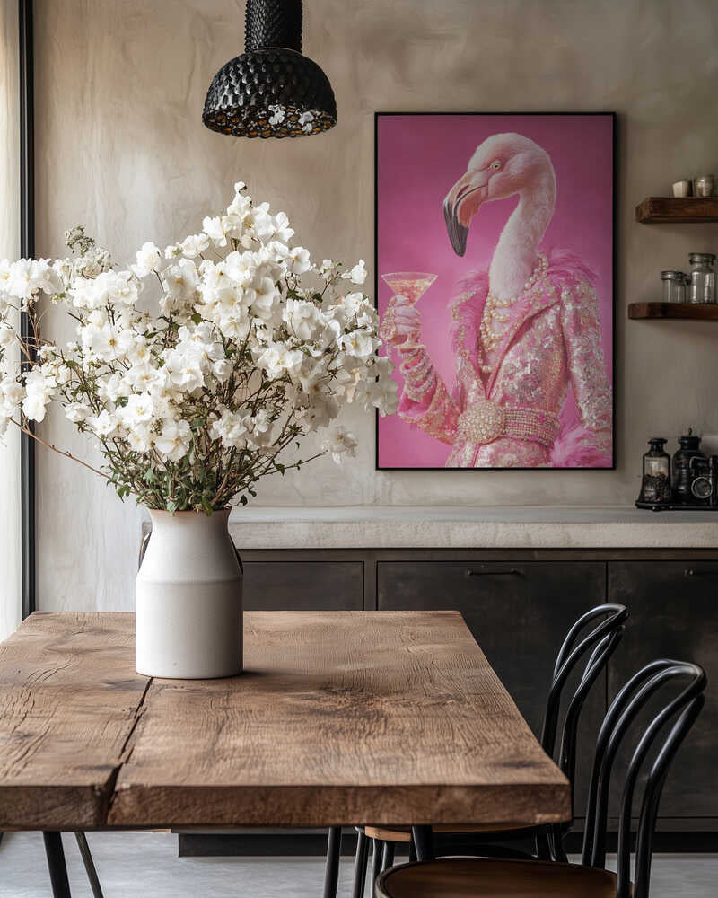 Flamingo In a Disco Jumpsuit Poster