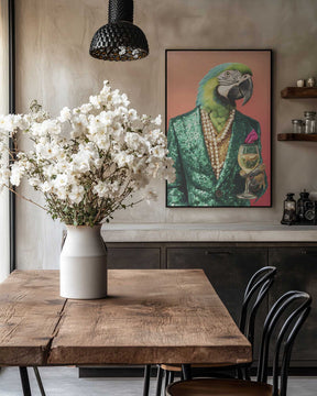 Parrot In Emerald Green Blazer Poster