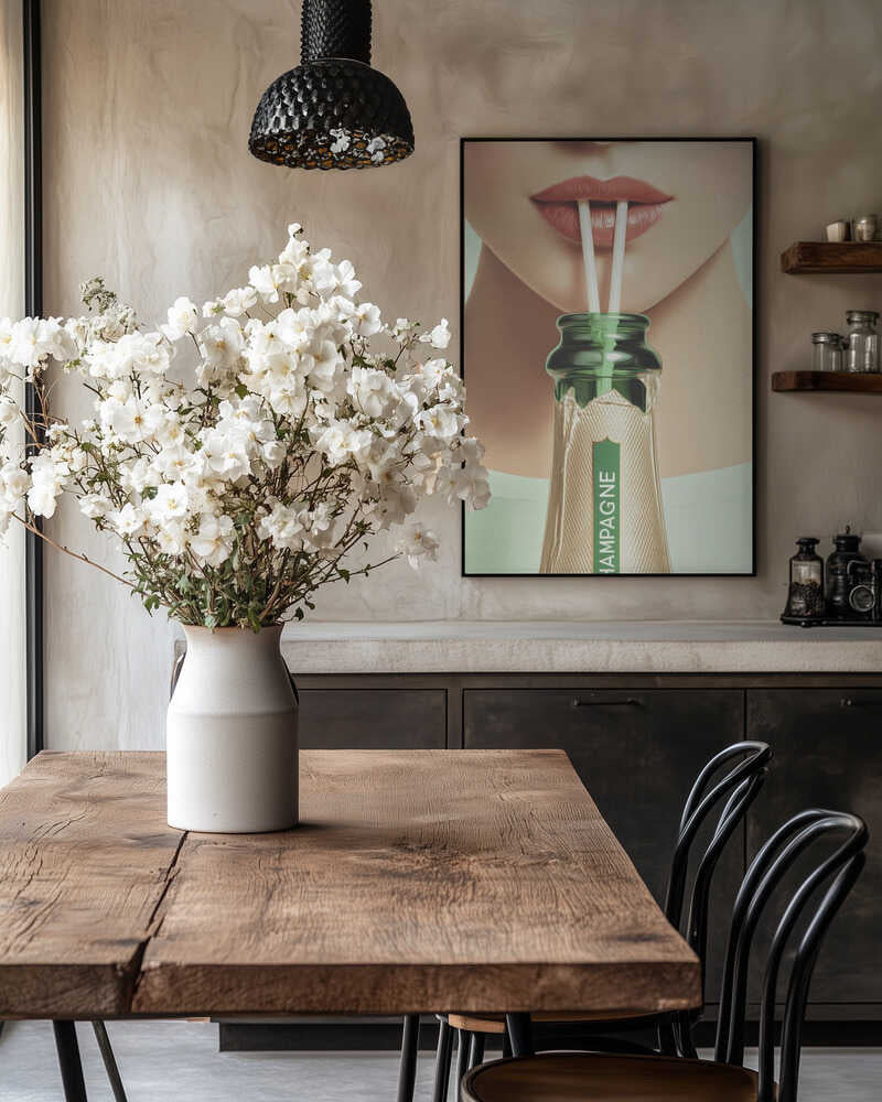 Champagne and Straws Poster