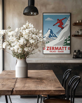 Zermatt Skiing Poster