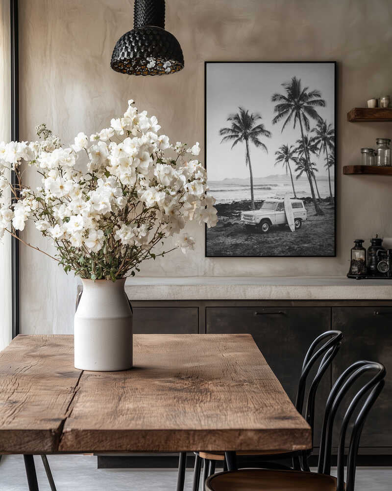 At the Beachbw Poster