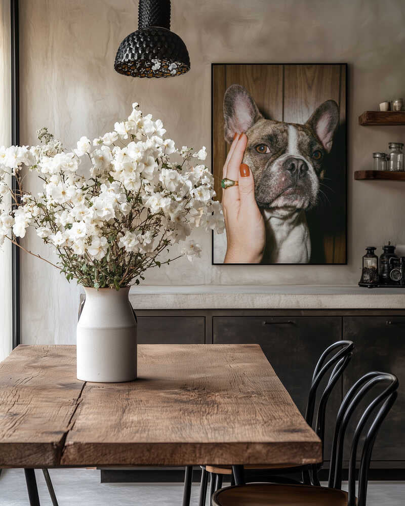 Petting a Frenchie Poster