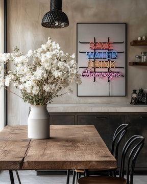Save Water Neon Sign Poster