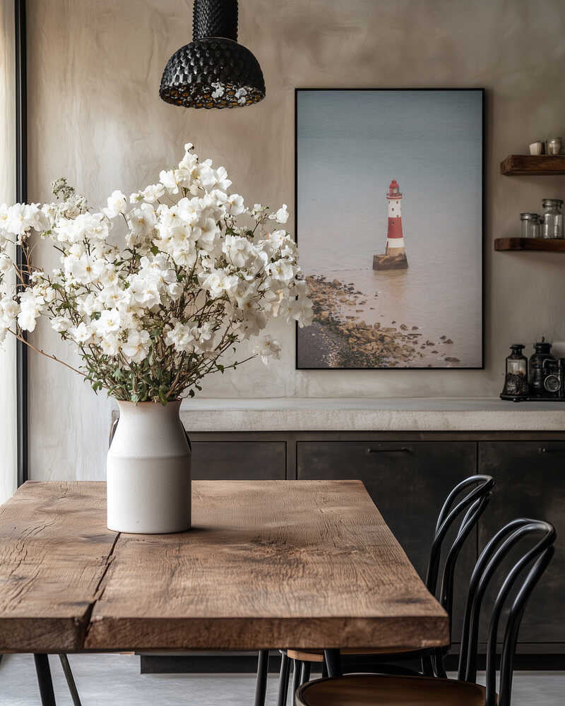 Beachy head lighthouse in England - summer nostalgic travel photography Poster