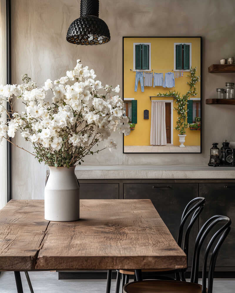 Yellow House Laundry Day Poster