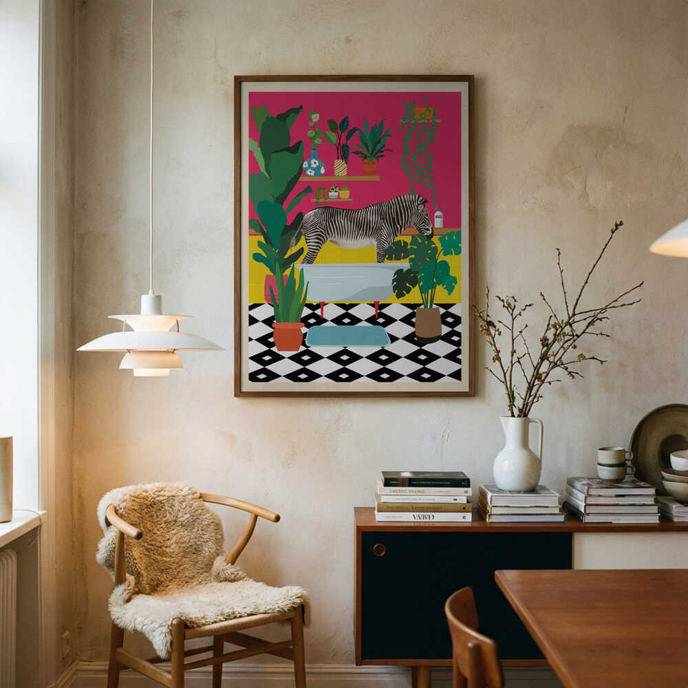 Zebra Bathtime Poster