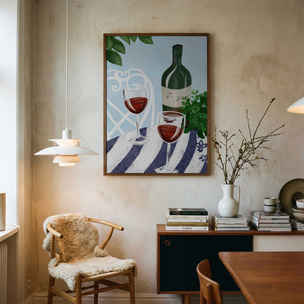 Red wine under the tree Poster
