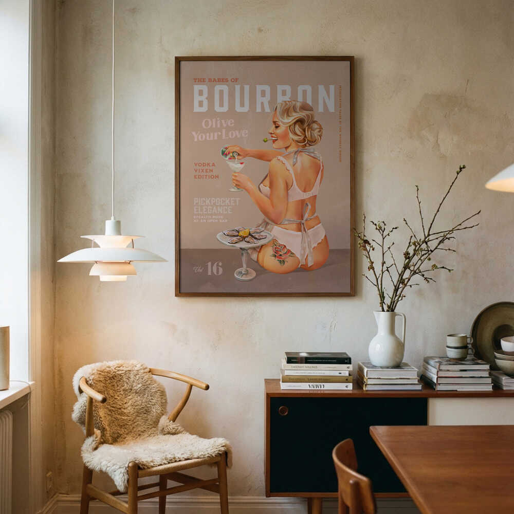 Bourbon Babe Vol 16 Vintage Vodka Martini Pin Up Girl Poster