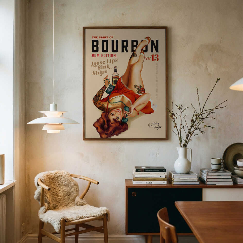 Babes of Bourbon Vol 13 Rum Drinking Pinup Girl Art Poster