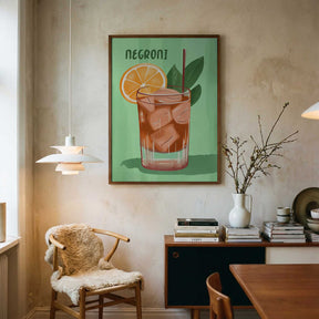 Negroni Cocktail With A V ibrant Orange Slice Poster