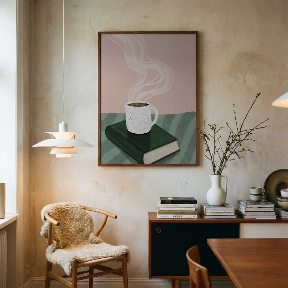 Coffee Cup on a Closed Book Poster