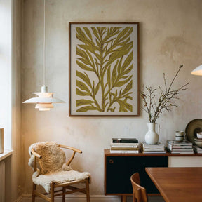 Golden Leaf Silhouette with Tree Branch Poster