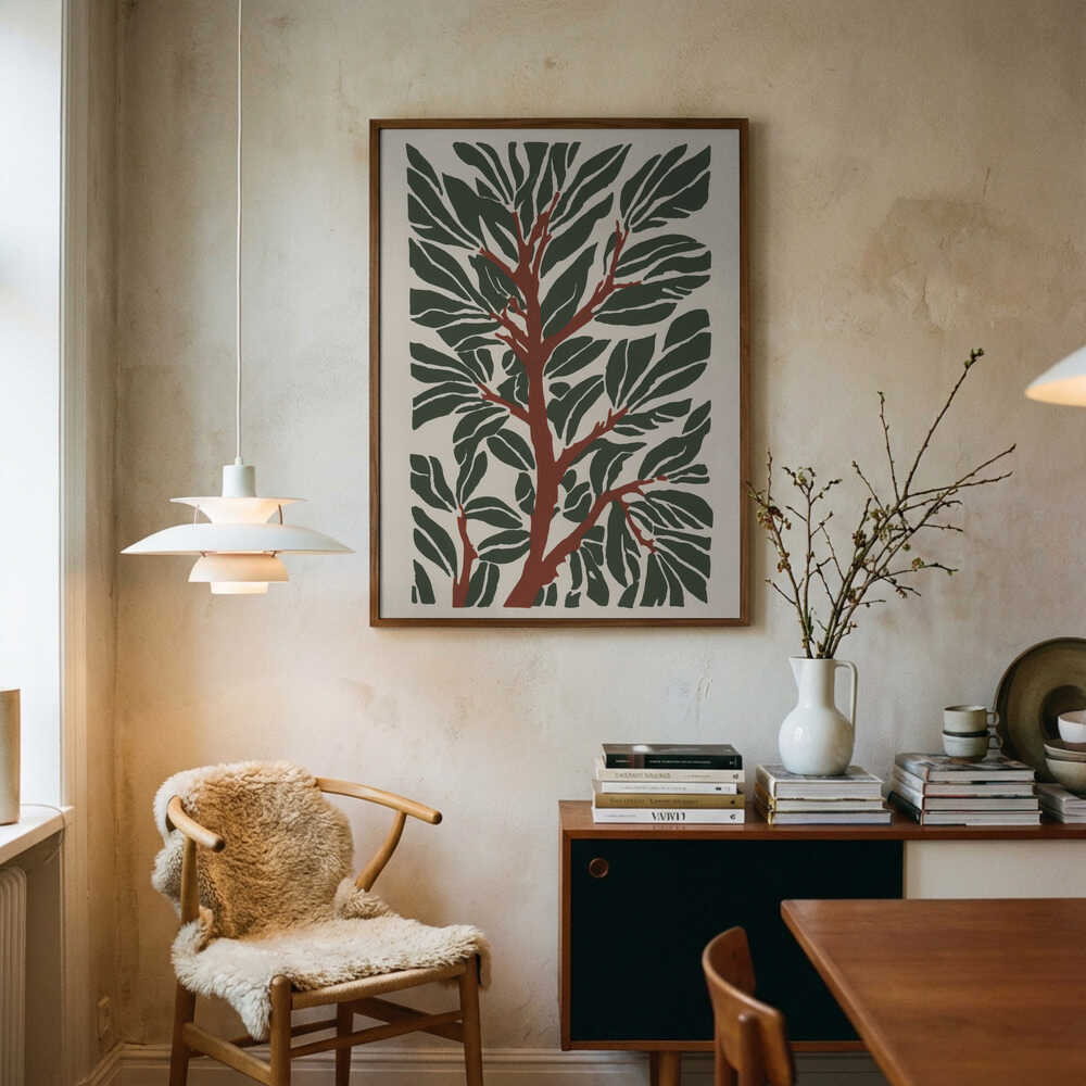 The Tree Branch with Green Leaves Poster