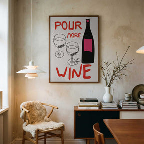 A4 Pour More Wine Pink 01.png Poster