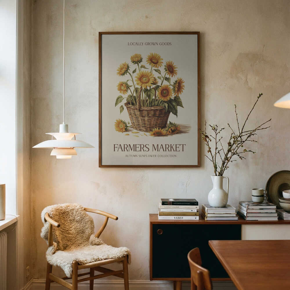Farmers Market Sunflower Poster