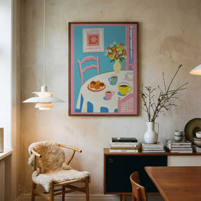 A2 Coffee and Flowers On Table 01.png Poster