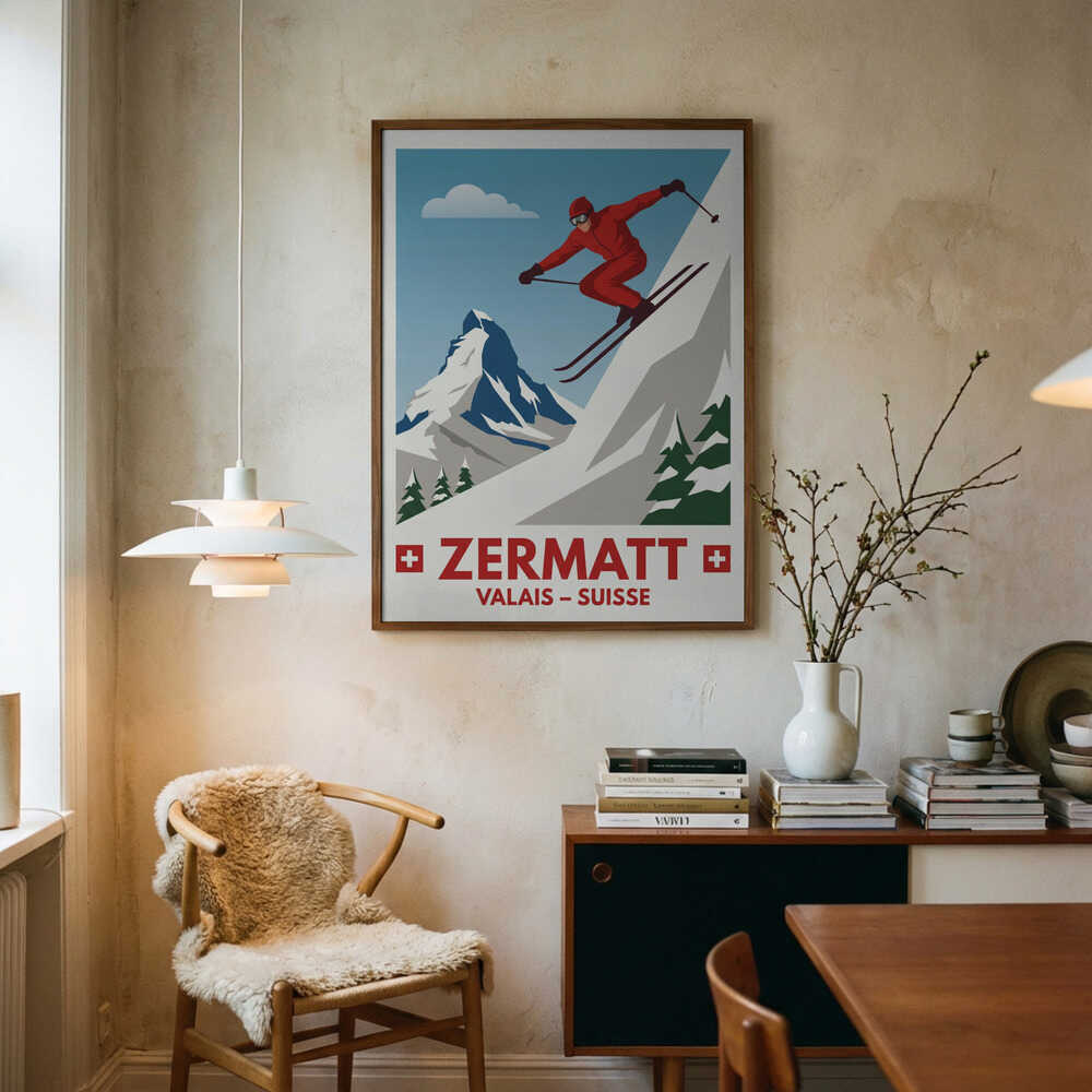 Zermatt Skiing Poster