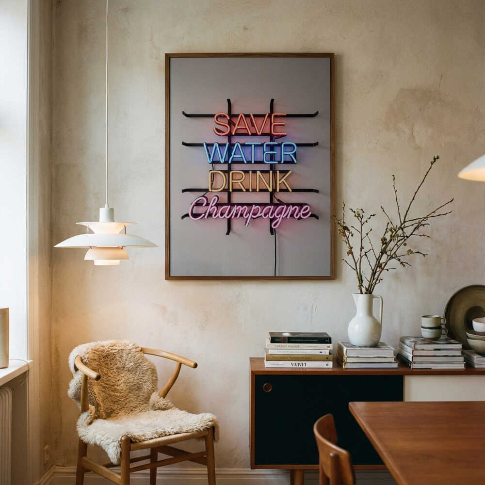 Save Water Neon Sign Poster