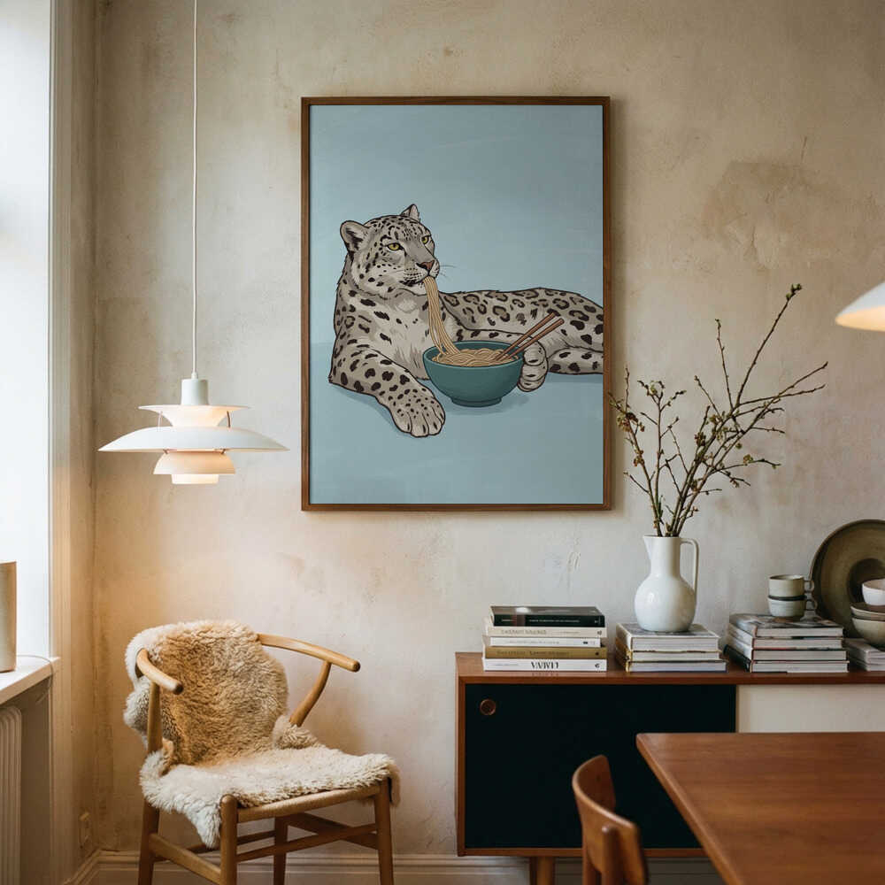 Noodle Snow Leopard Poster