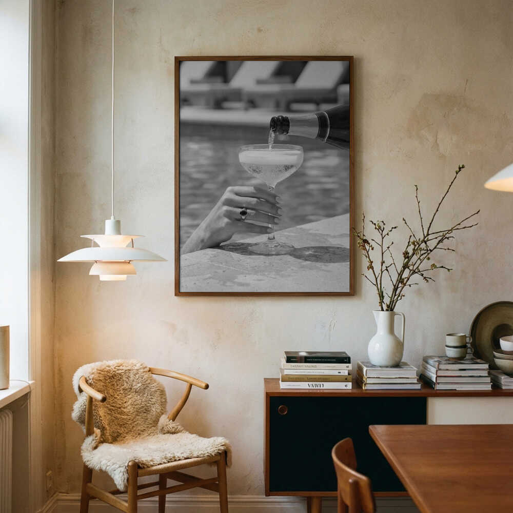 Champagne Poolside Pour Poster