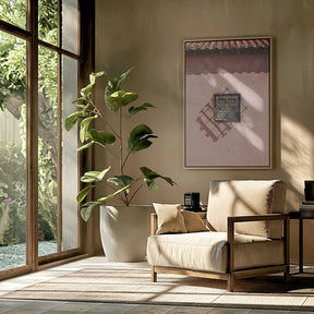 Rustic Pink Wall With A Vintage Window Poster