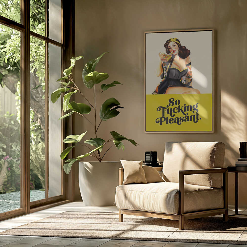 So Fucking Pleasant Art Deco Pinup Girl Poster