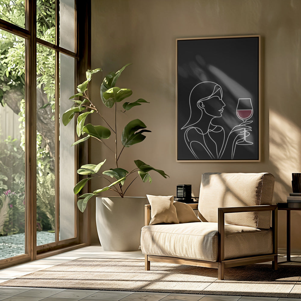 Woman and Wine On Black 2 Poster