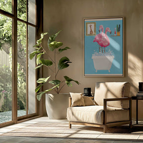 Flamingos In Bath Poster