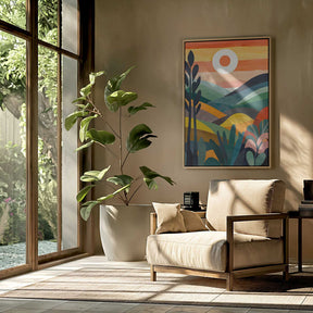Sunrise Over Rolling Hills Poster