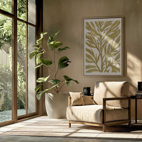 Golden Leaf Silhouette with Tree Branch Poster