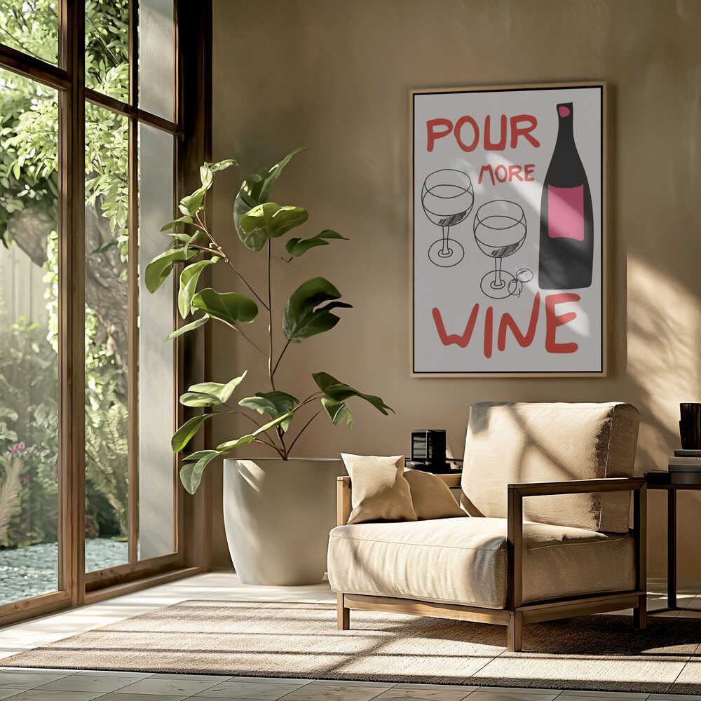 A4 Pour More Wine Pink 01.png Poster