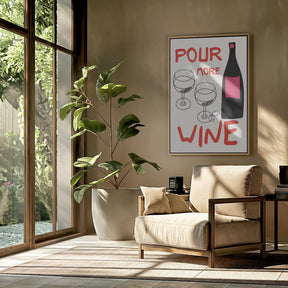 A4 Pour More Wine Pink 01.png Poster