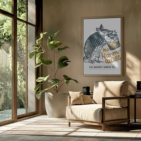 No Harmadillo Funny Armadillo Drinking Whiskey Poster