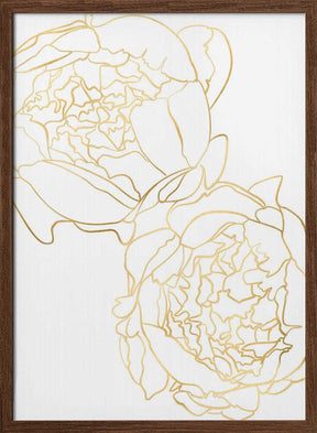 Sally's peonies in gold Poster