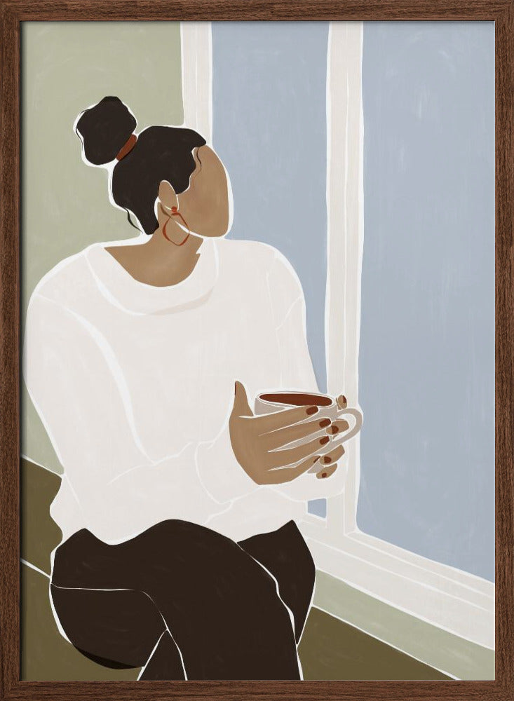 Woman Enjoying a Cup of Tea Art Print Poster