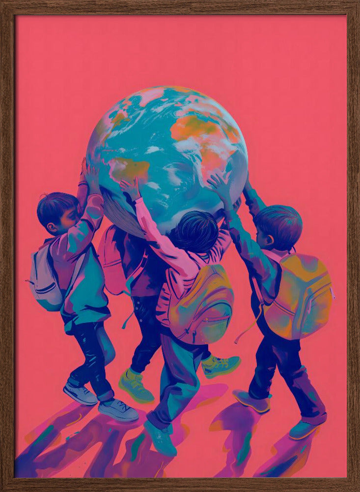 Children Carrying the World Poster