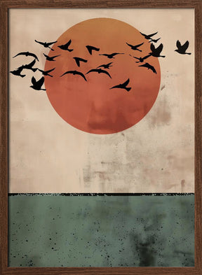 Birds Flying In the Sunset Poster